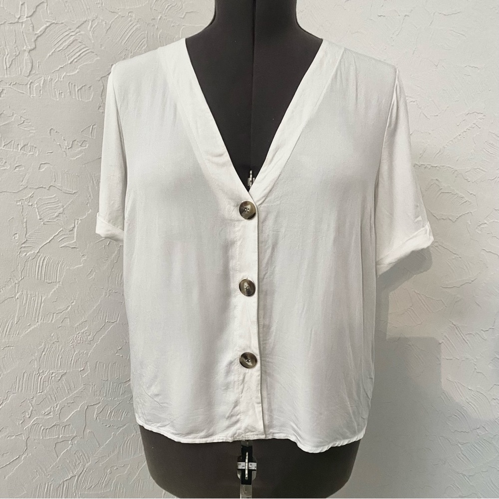 ASOS White Short Sleeve Button Blouse